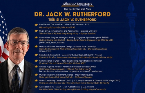 Đại học Mỹ tại Việt Nam (AUV) tự hào giới thiệu Tiến sĩ Jack W. Rutherford với vai trò tân Hiệu trưởng Nhà trường
