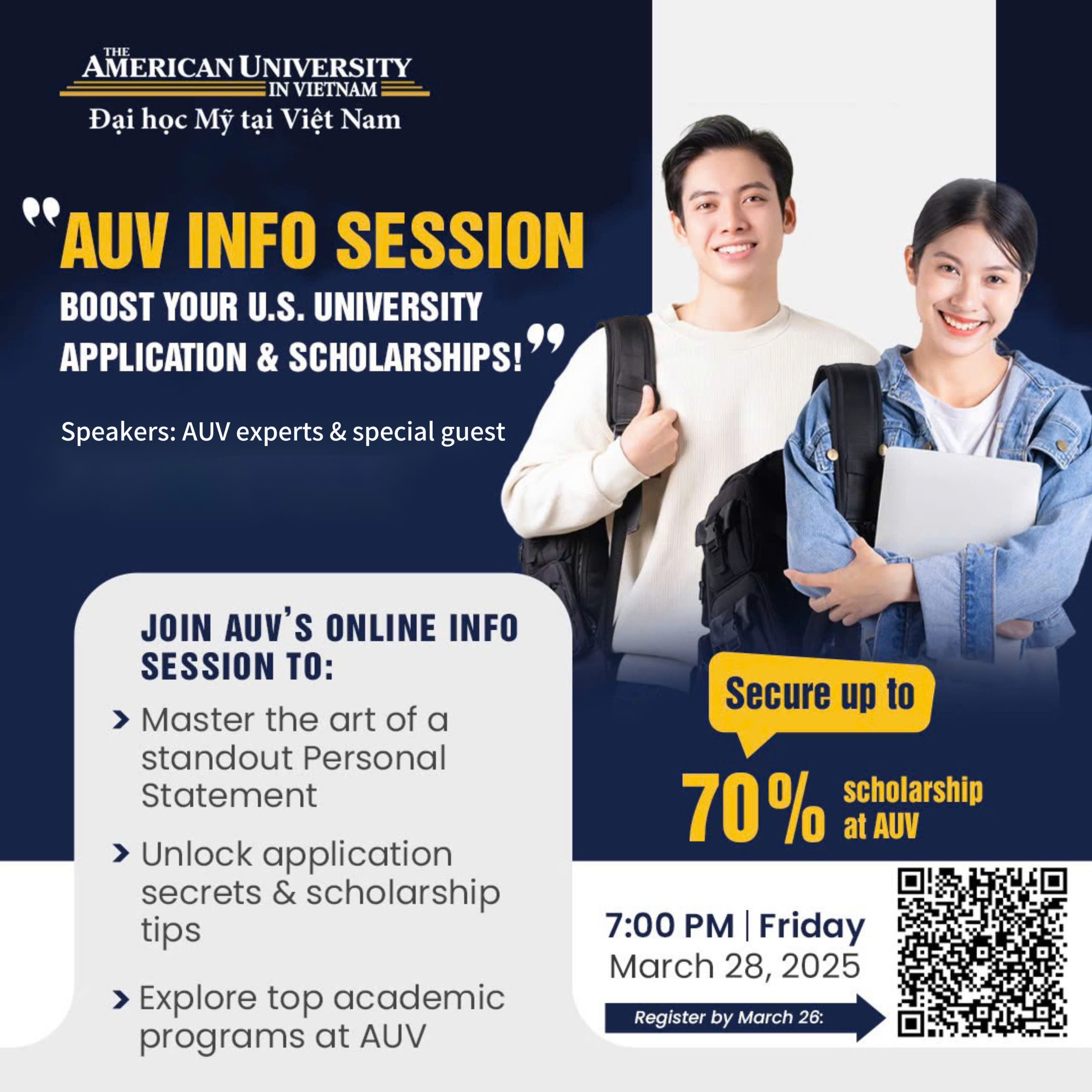 Unlock the Secrets to Boosting Your U.S. University Application & Earning Scholarships up to 70% at The American University in Vietnam AUV!