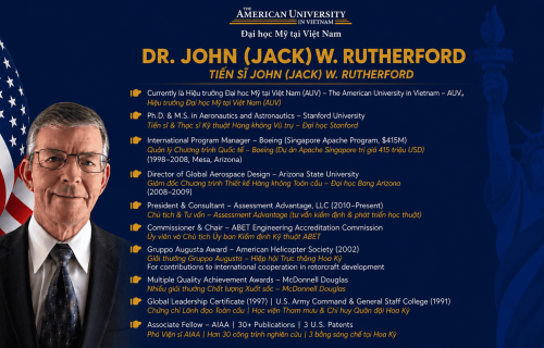 The American University of Vietnam (AUV) is proud to introduce Dr. John (Jack) W. Rutherford as its new University President